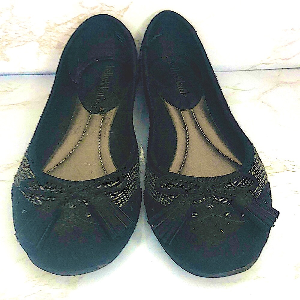 Black Patterned Flats - 6